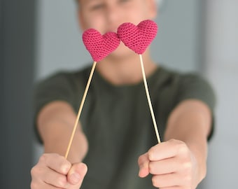 Little amigurumi heart - crochet pattern, heart on a stick, DIY Valentines gift, home decor, printable pdf, tutorial