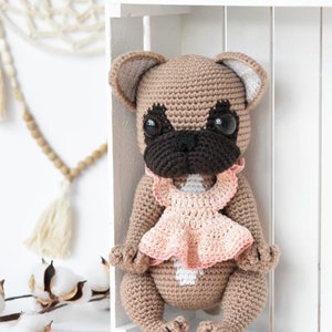 Bulldog Francés Amigurumi patrón pug crochet, pdf imprimible, tutorial, DIY imagen 3