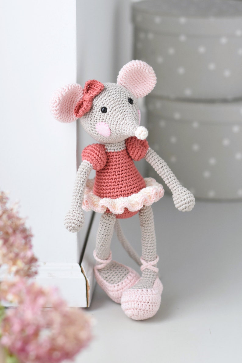 PATTERN Ballerina-Mouse crochet pattern, amigurumi pattern, crochet mouse, ballerina doll, crochet ballerina, DIY, 5 languages image 9