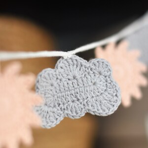 Crochet Sun And Cloud Motif Garland Pattern For Baby DIY Cute Home Decor Nursery Room Crochet Applique Downloadable Tutorial image 3