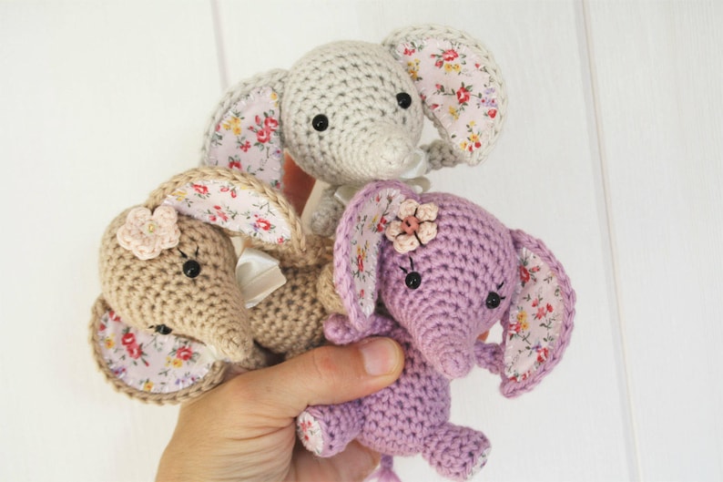 Amigurumi elephant pattern Tiny luck elephant crochet mini elephant toy, printable pdf, tutorial, DIY image 1