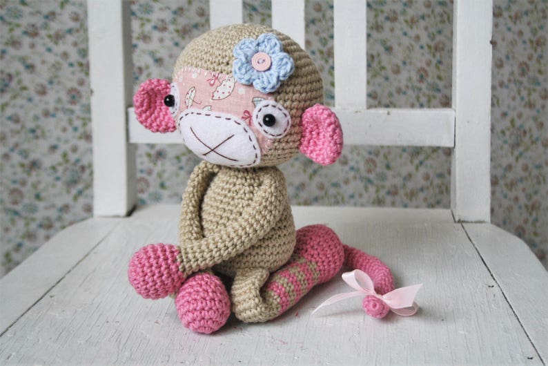 PATTERN Monkey girl amigurumi pattern, crochet pattern, amigurumi monkey, crochet monkey, monkey pattern, DIY, 2 languages image 2