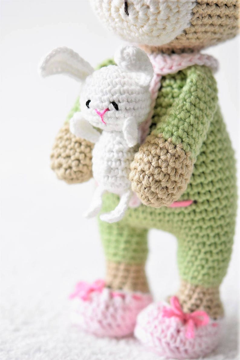 Amigurumi sleepy bear pattern Sleepy Ida and Itsy-bitsy bunny crochet bear pattern, printable pdf, DIY image 6