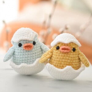 Little Chick in an Egg Shell Amigurumi Pattern Crochet Easter Decoration Tutorial Bird Toy image 8