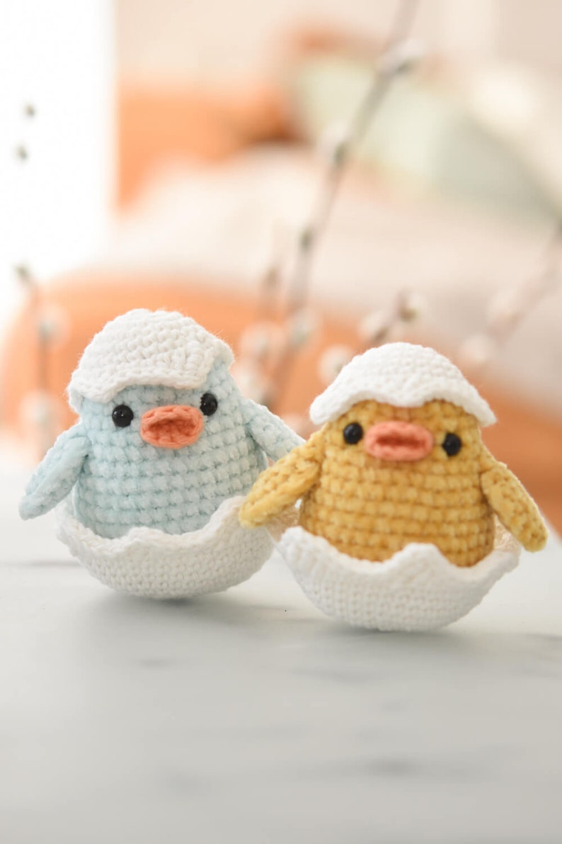 Little Chick in an Egg Shell Amigurumi Pattern Crochet Easter Decoration Tutorial Bird Toy image 8