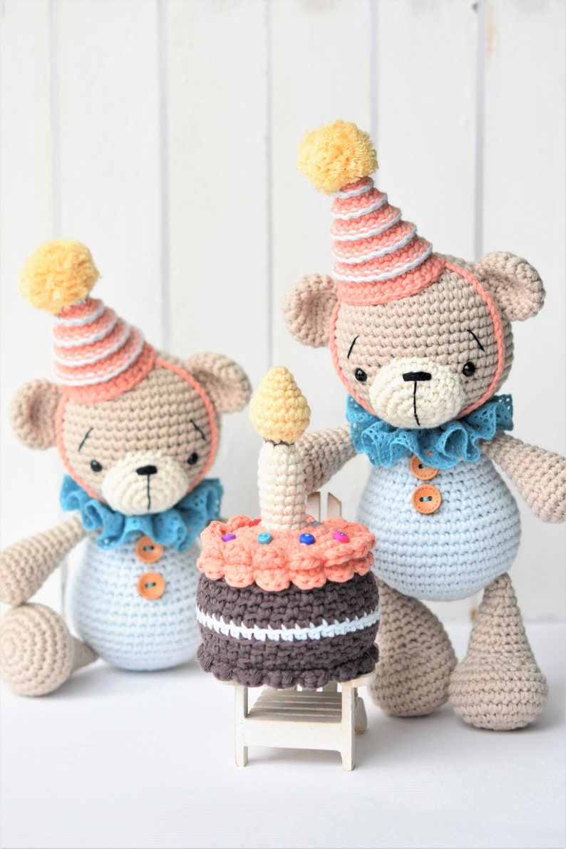 Amigurumi bear pattern Birthday bear and yummy cake crochet pattern, pdf tutorial, lilleliis design, DIY image 2