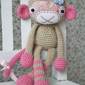 PATTERN Monkey girl amigurumi pattern, crochet pattern, amigurumi monkey, crochet monkey, monkey pattern, DIY, 2 languages image 4