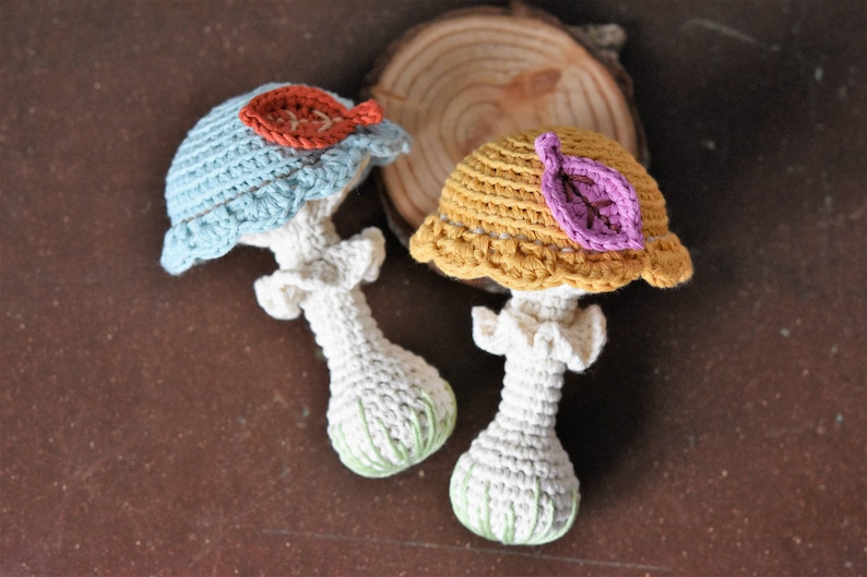 PATTERN Mushroom rattle amigurumi crochet pattern, downloadable pdf, baby gift, DIY image 1