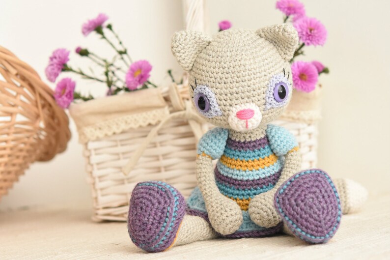 Amigurumi cat pattern Hilda the Ragamuffin crochet cat toy, printable pdf, tutorial, DIY image 1