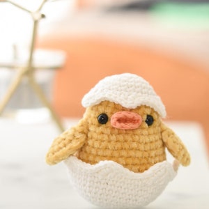 Little Chick in an Egg Shell Amigurumi Pattern Crochet Easter Decoration Tutorial Bird Toy image 5