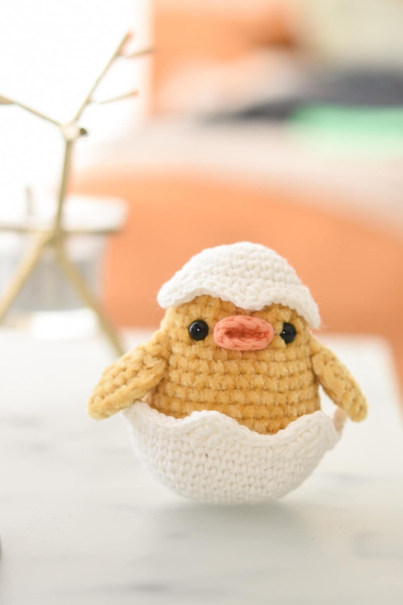 Little Chick in an Egg Shell Amigurumi Pattern Crochet Easter Decoration Tutorial Bird Toy image 5