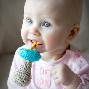 Amigurumi baby rattle pattern - Pacifier rattle - crochet soother toy, printable pdf, tutorial, DIY