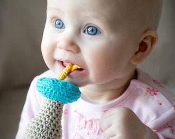 Baby Rattle Crochet Pattern - Pacifier Rattle Amigurumi Toy (PDF Pattern)