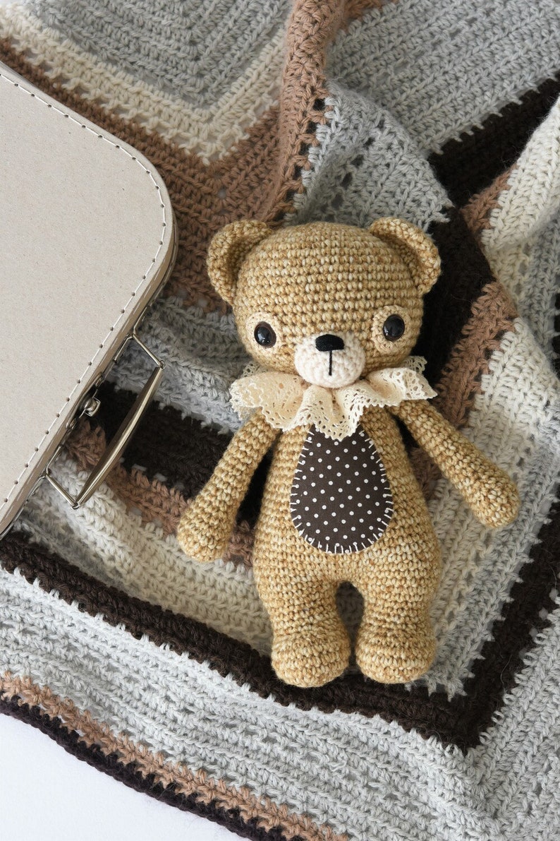 Amigurumi pattern bear Treasure the Teddy classical one piece, printable pdf, crochet tutorial, DIY image 1