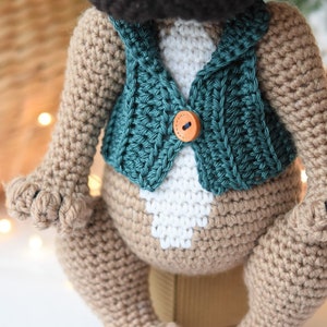 Crochet doll clothes pattern vest Ralph tutorial, printable pdf, digital download, DIY image 5