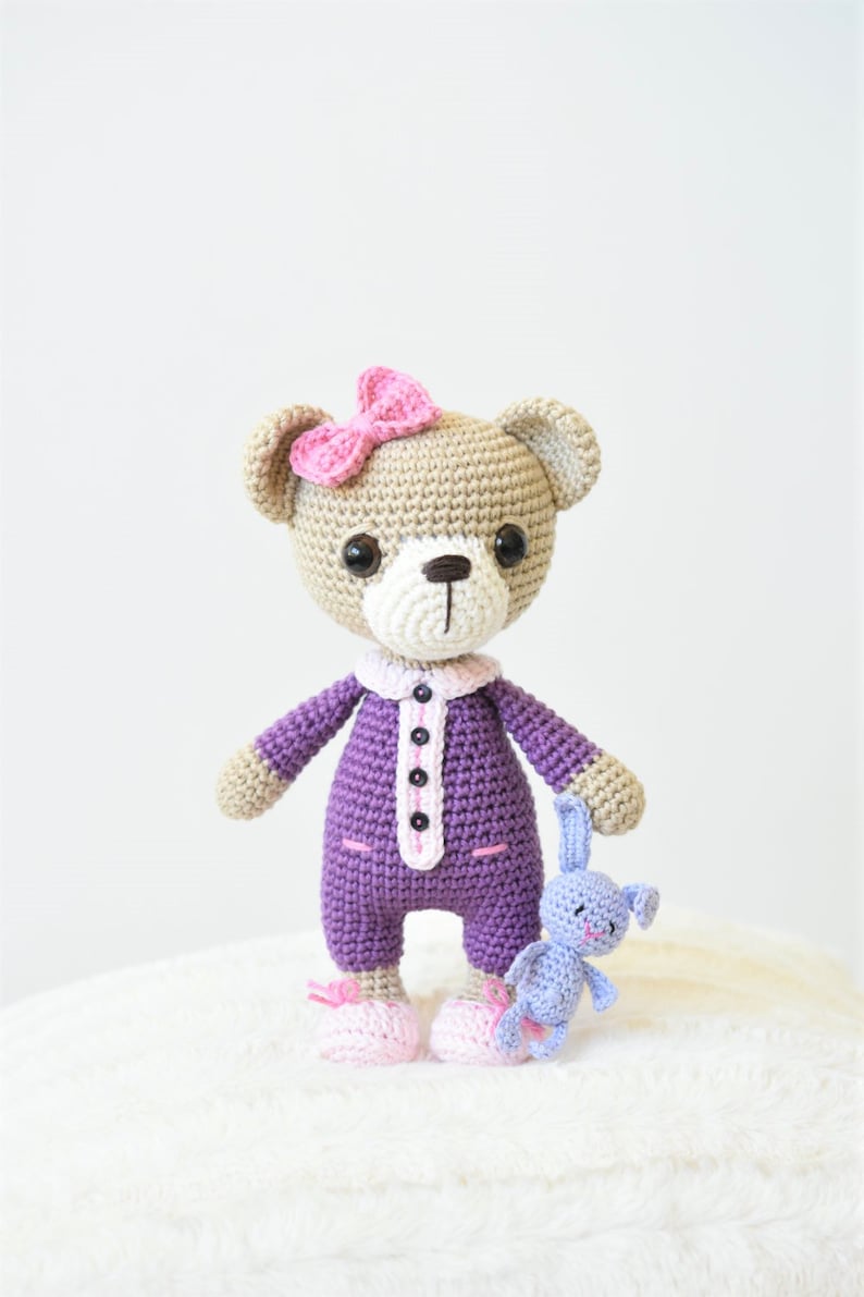 Amigurumi sleepy bear pattern Sleepy Ida and Itsy-bitsy bunny crochet bear pattern, printable pdf, DIY image 9