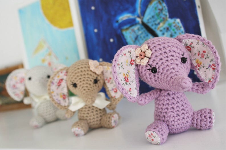 Amigurumi elephant pattern Tiny luck elephant crochet mini elephant toy, printable pdf, tutorial, DIY image 6