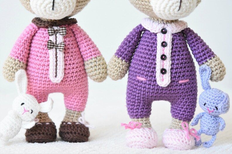 Amigurumi sleepy bear pattern Sleepy Ida and Itsy-bitsy bunny crochet bear pattern, printable pdf, DIY image 2