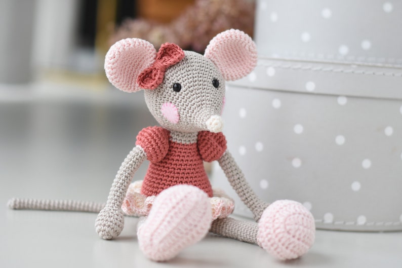 PATTERN Ballerina-Mouse crochet pattern, amigurumi pattern, crochet mouse, ballerina doll, crochet ballerina, DIY, 5 languages image 8