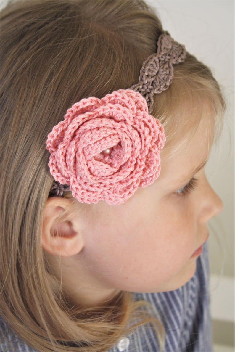 PATTERN Crochet rose headband crochet pattern, pdf pattern, crochet headband, crochet rose, rose headband, crochet accessories, DIY image 1