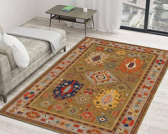 Hand-Tufted New Zealand Wool Rug: Tribal Geometric Design