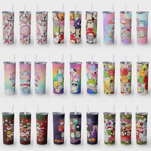 9 Squishmallow Girl 20 oz Skinny Tumbler Wrap Bundle Squishmallow Sublimation animal Cute Kawaii Squishmallow style png digital download