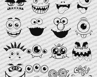 Monster Faces SVG Bundle: Cricut & Sublimation Designs (Digital Download)