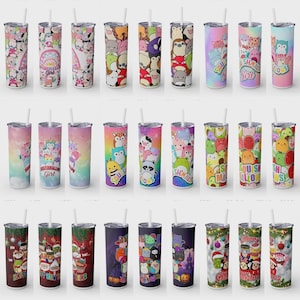 Squishmallow Girl 20 oz Skinny Tumbler Wrap Squishmallow Girl Sublimation animal Cute Kawaii Squishmallow style png digital download