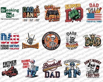 Lustiger Vater PNG Bundle: Vatertag Sublimationsdesigns (15 digitale Dateien