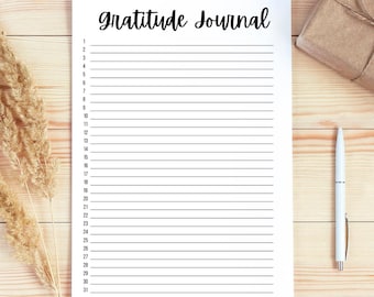 Gratitude Journal Template, Gratitude Journal Printable, Mindfulness PDF, Gratitude List, Daily Journal, Minimalist Design