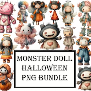 28+ Monster Doll Halloween Png Bundle, Cute Horror Movie Character Png, Doll Cartoon Halloween Png, Kawaii Halloween Sublimation design png