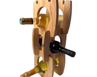 Botellero de madera para mesa, portabotellas rústico, botellero de madera para bar, soporte de vino de mesa, regalo para amantes del vino.