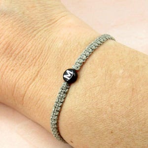 Adjustable initial bracelet, personalized cord bracelet, minimalist jewelry in neutral colors, unique gift idea