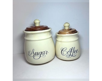 Bote de cerámica para café y azúcar estilo granja vintage