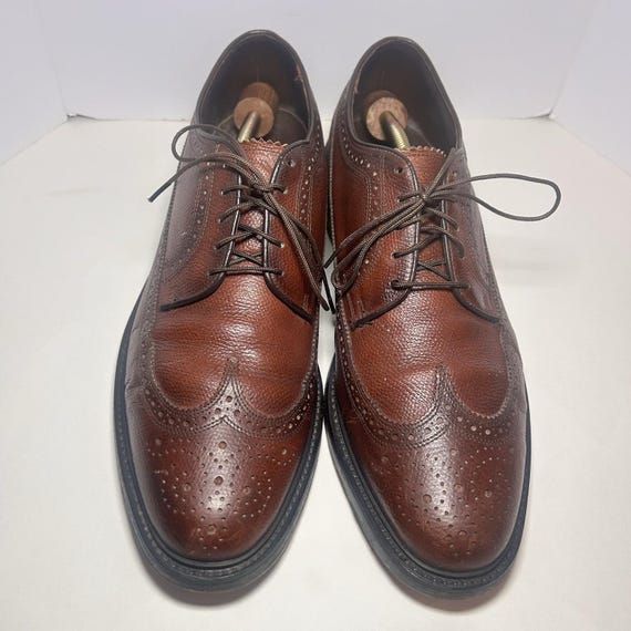 Vintage Florsheim Longwing 76638 Brogue Oxford Pebbled Red  display picture 3
