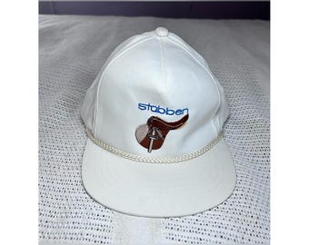 Vintage 80's Stubben White SnapBack Horses Equestrian Riding