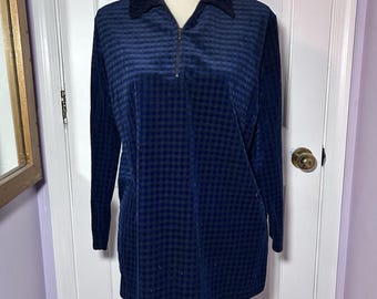Jersey Diane Von Furstenberg para mujer, talla mediana, de terciopelo azul con cremallera de un cuarto