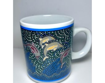 Tobwabba Art Aboriginal Australia Dolphin Dreaming Dot Art Coffee Mug