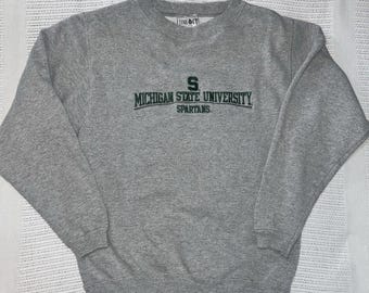 Vintage 80's Michigan State University Spartans Small Oversized By Time Out Grey