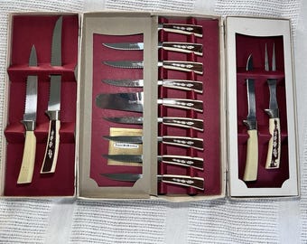 Vintage Regent Sheffield 19 Piece Treasure Chest Stainless Knife Set Cutlery
