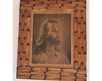 Vintage 50's Sallmans 'Head of Christ' in a Unique Mattchbook Frame 8X10