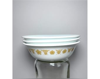 Juego de 3 cuencos para sopa o cereales Corelle Butterfly Gold.