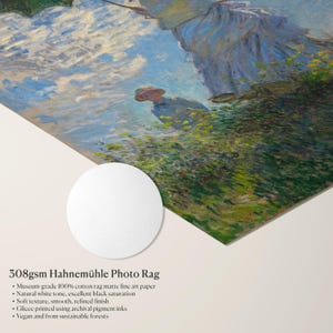 May include: A print of a classic Impressionist painting featuring figures near a body of water. The artwork is on 308gsm Hahnem&uuml;hle Photo Rag paper. The paper is museum-grade, 100% cotton rag, with a matte finish and natural white tone.