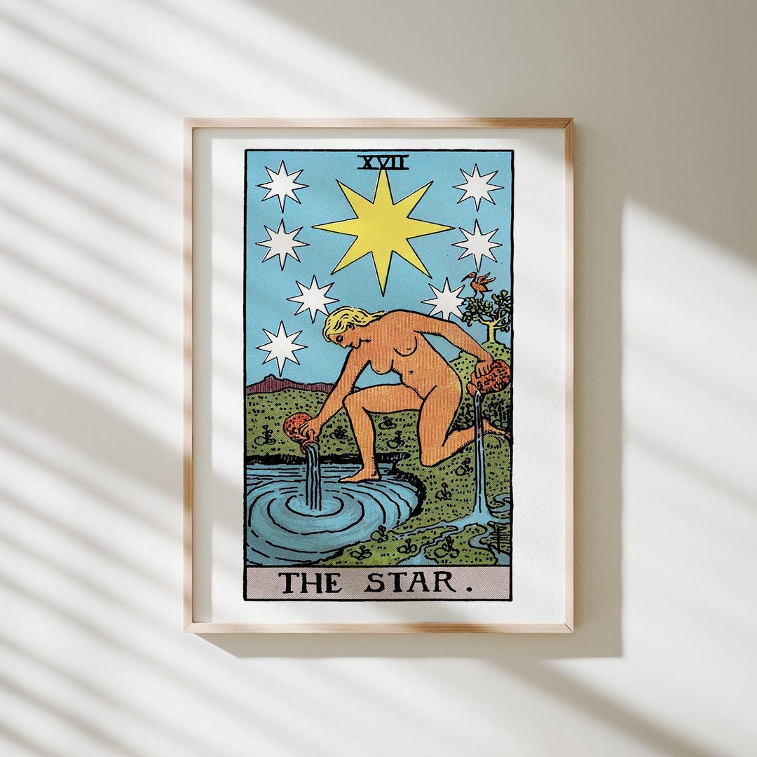 Star Rider Waite The Star Tarot Card Print (XVII) – Rider Waite | Matte Giclée Wall Art ...