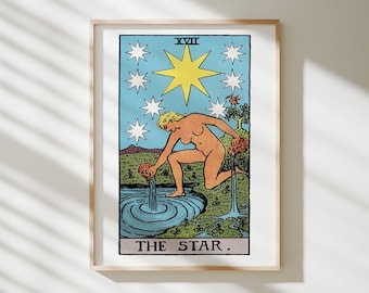 The Star Tarot Card Print (XVII) – Rider Waite | Matte Giclée Wall Art · Tarot Wall Art