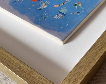 Blauwe lucht - Wassily Kandinsky | Ingelijste handgemaakte keramische muurkunst