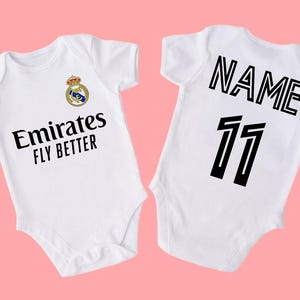Customize Real Madrid Baby Bodysuit Custom Real Madrid Fan Baby Baby Shirt Personalized Real Madrid Baby Shape Baby Shower Gift