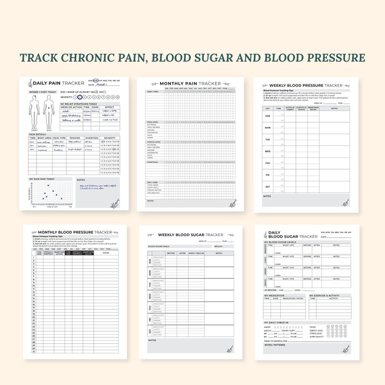 Health Trackers for Chronic Illness, Medical Binder, Symptom Tracker Journal, Printable and Digital Medical Planner, Chronic Pain Journal image 8