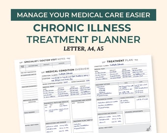 Medizinische Informationsmappe, Spoonie-Gesundheitsplaner, druckbare medizinische Mappe, Chronisches Krankheitsjournal, Krankengeschichte der Behandlung