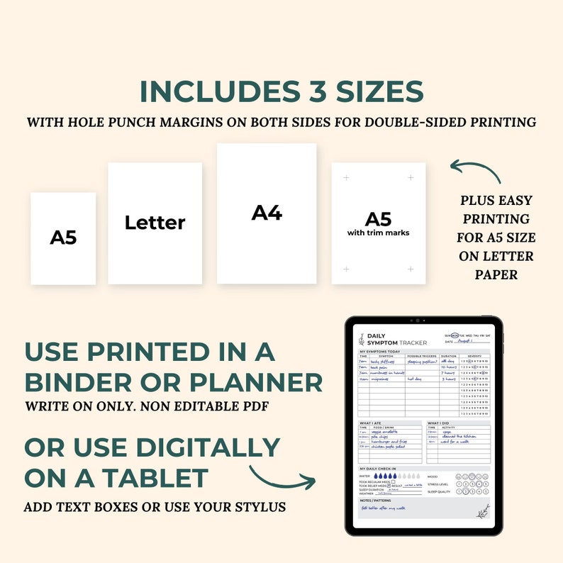 Chronic Illness Health Care Planner, Medical Information Binder, Medical Binder Printable, Medical Log, Symptom Tracker, Medication Tracker image 8